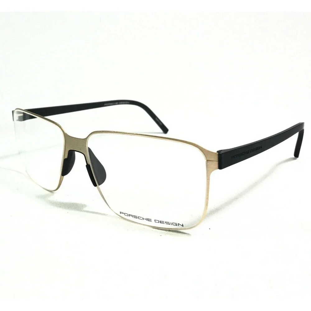 Porsche Design Eyeglasses Frames P8313 B Matte Gold Black Square 57-15-145